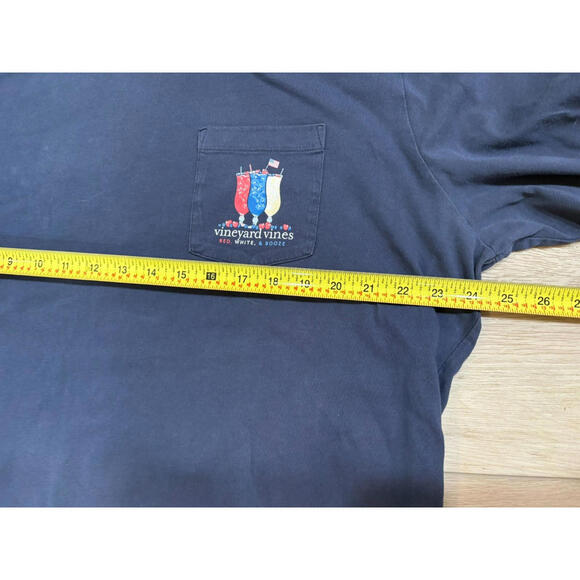 Vineyard Vines Long Sleeve Shirt Men’s XL Navy Red, White & Booze Patriotic Tee - Picture 6 of 8